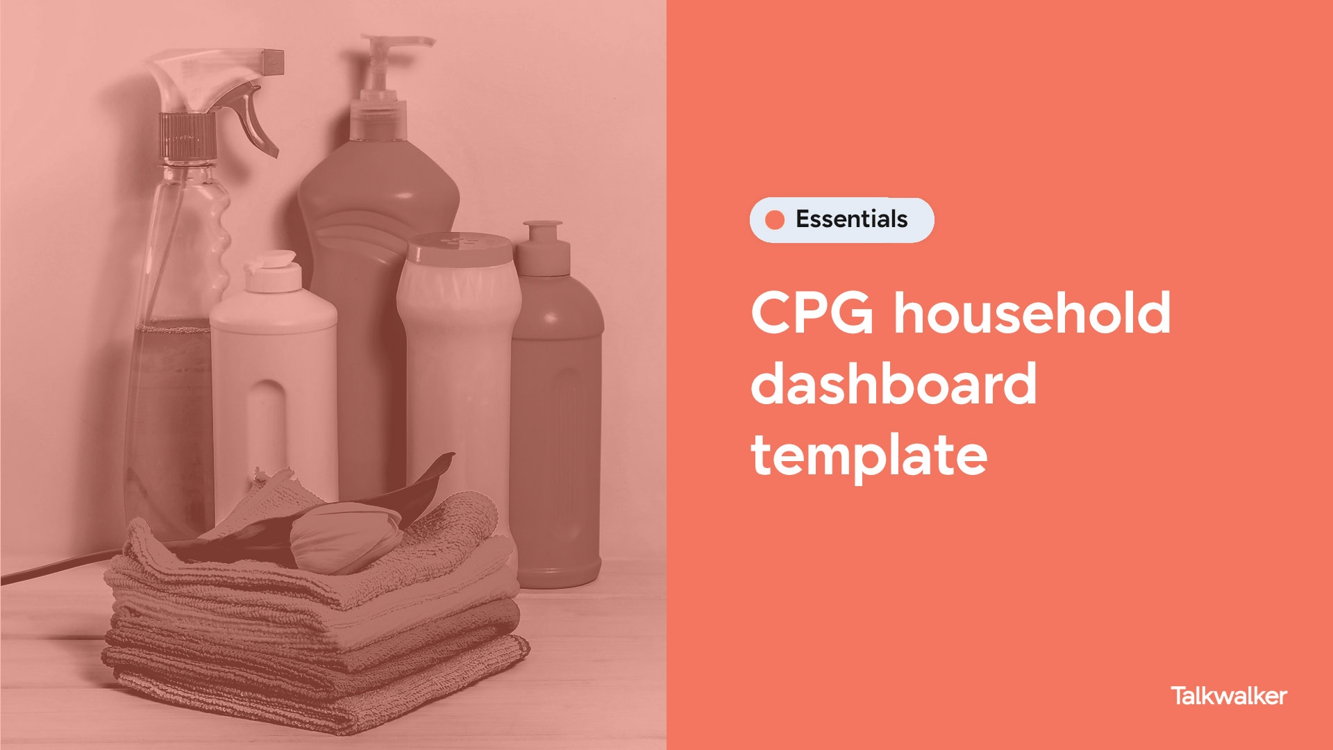 CPG household dashboard template - a variety of household cleaning products sit on a shelf