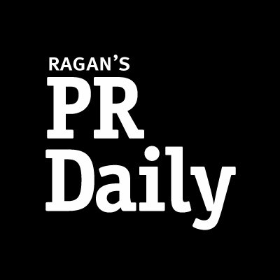Ragan's PR Daily marketing publication logo is shown in white text against a black background